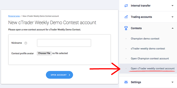 new ctrader weekly demo contest account opening octafx