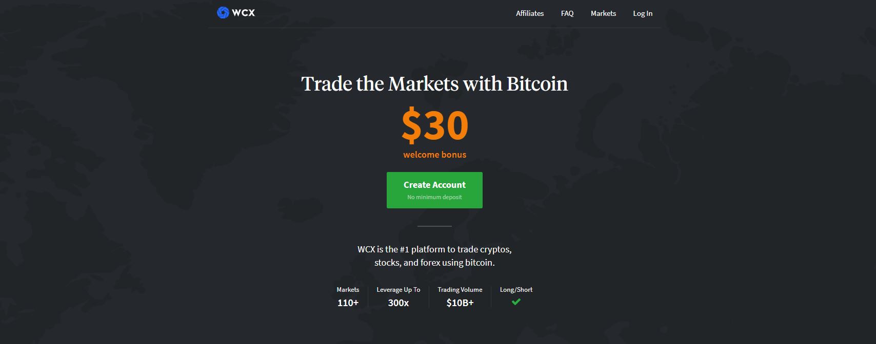 wcx cryptocurrency forex cfd broker official website screenshot