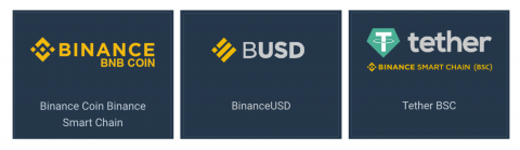 Make a deposit using Binance Coin (BNB coin), BinanceUSD (BUSD), or Tether BSC.