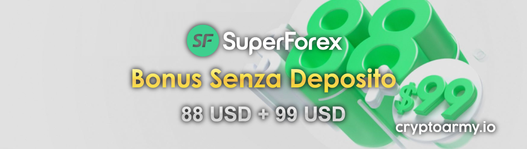 Bonus Senza Deposito di 88 USD di SuperForex