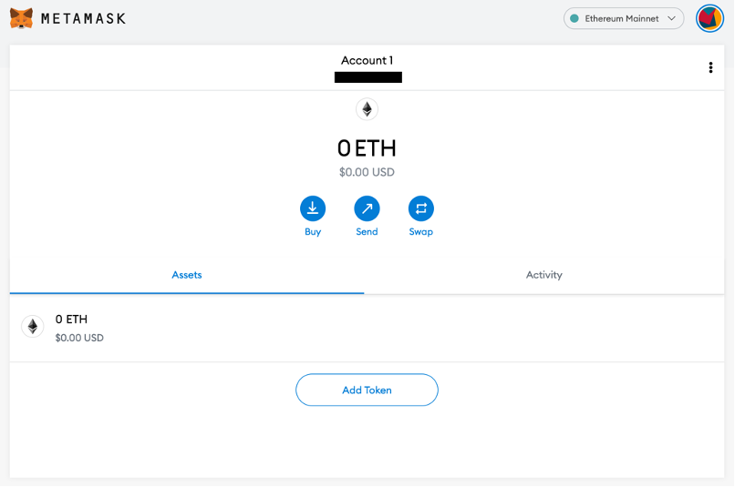 The asset bar shows your current funds and the activity bar shows your transaction history.