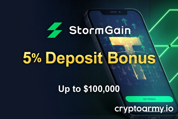 StormGain 5% Deposit Bonus