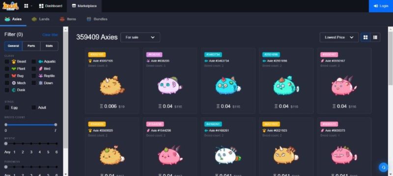 In this way, you can buy Axie on the market , don't forget to set aside extra ETH in MetaMask to pay for gas.