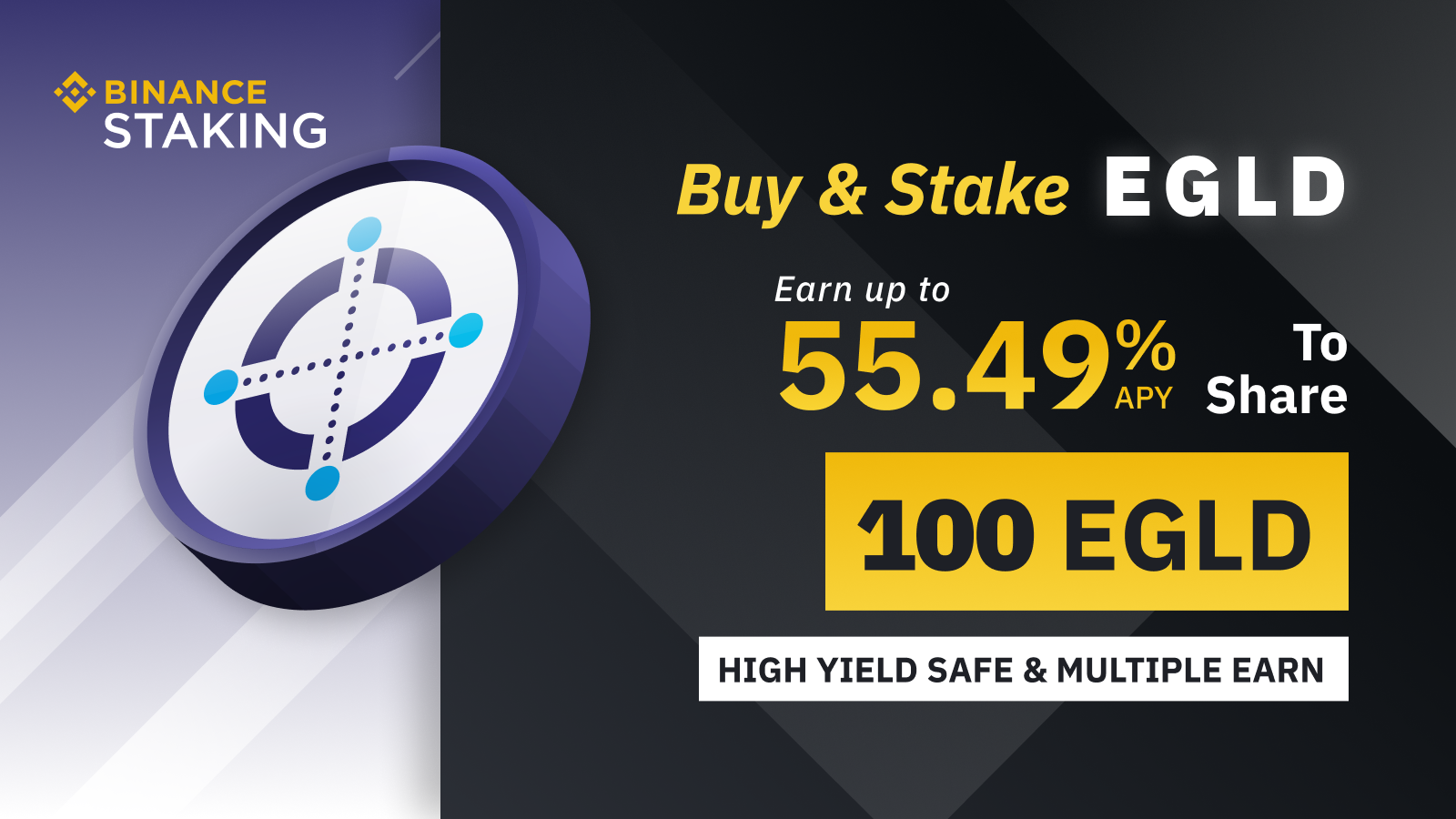 binance EGLD Staking Special Enjoy Up to 55.49% APY and Share 100 EGLD Reward