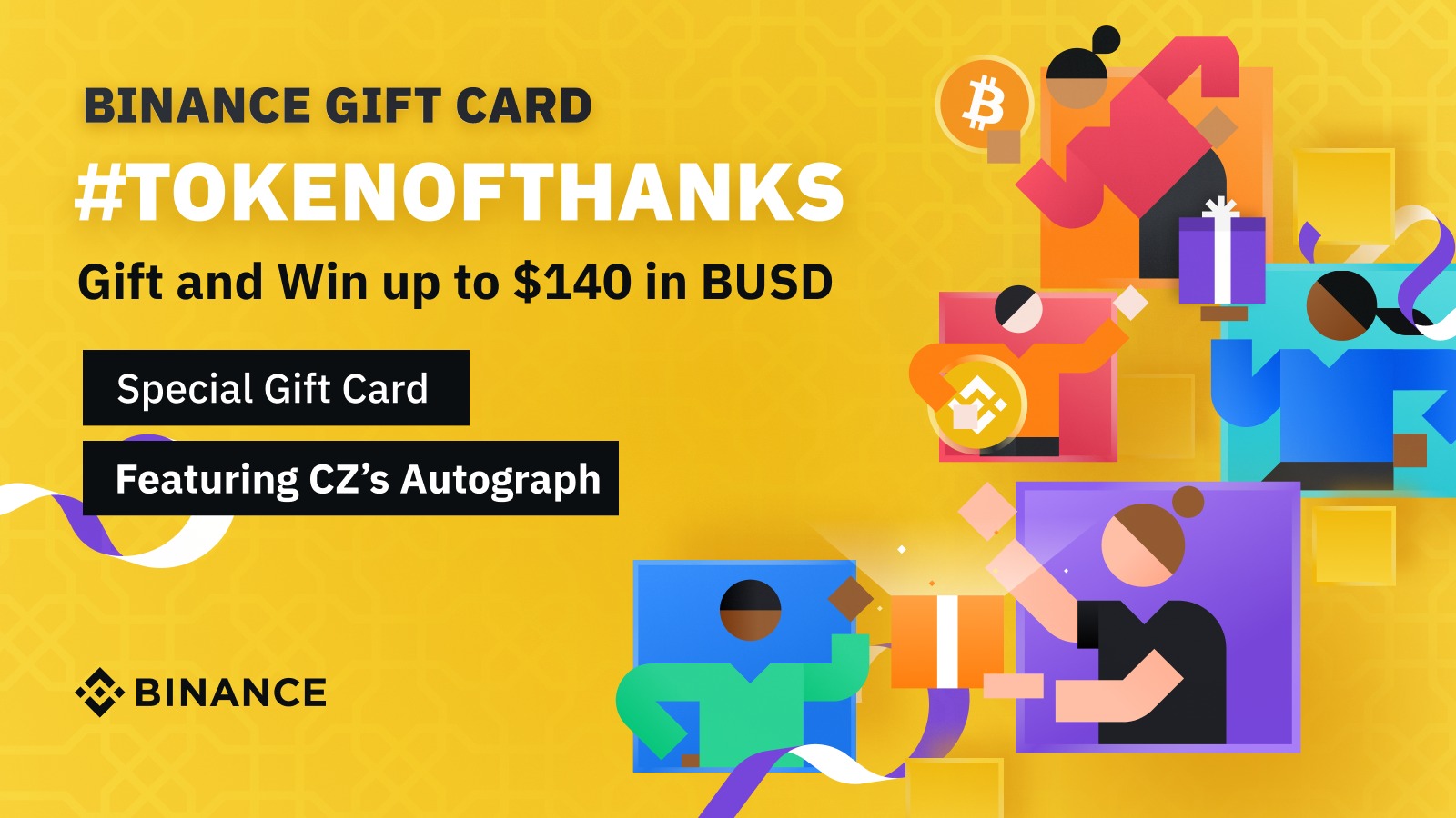 $3,000 #BUSD in prizes to be won with the #Binance Gift Card #TokenOfThanks promotion.