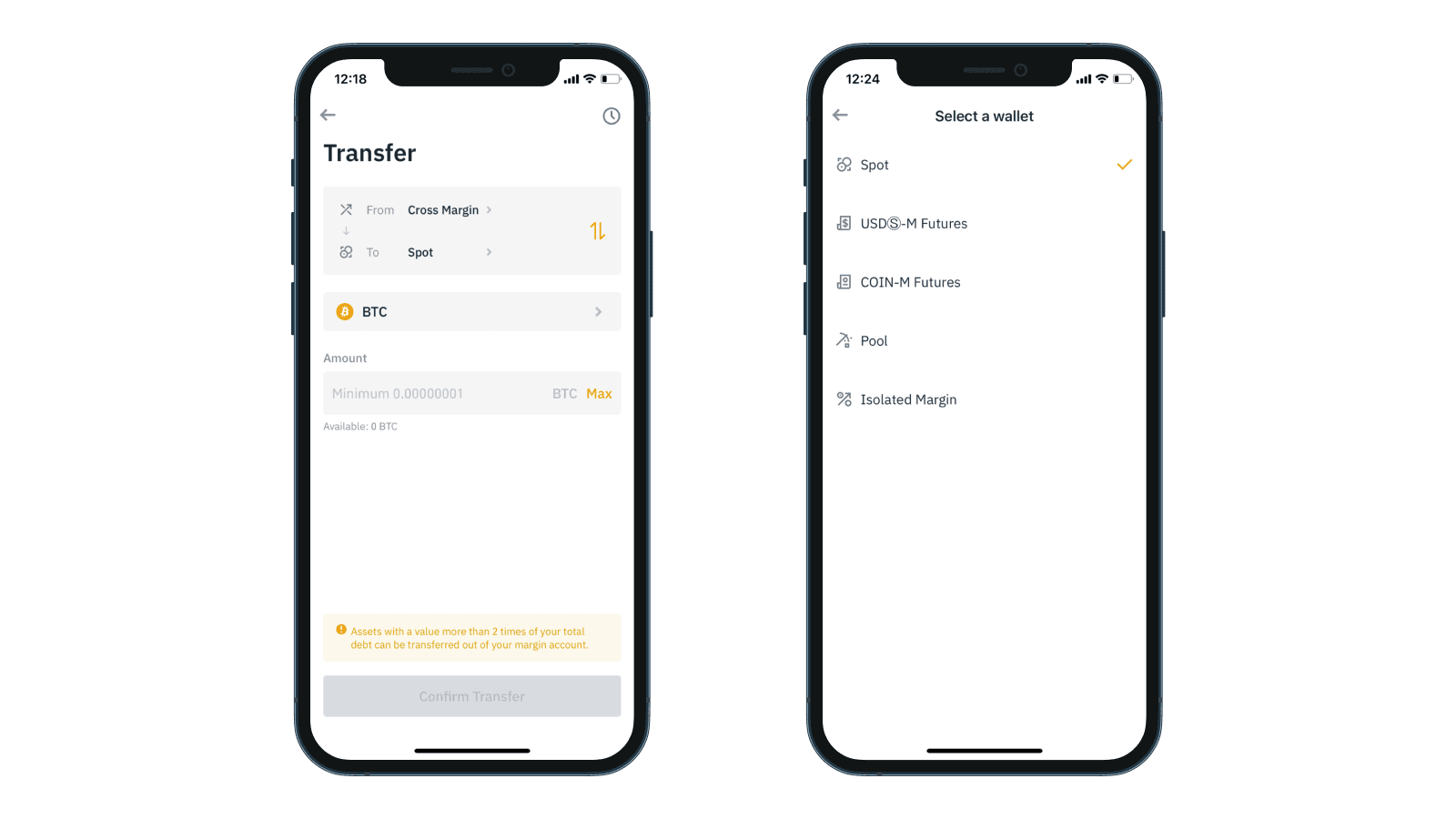 Click [Transfer], choose the account you want to transfer the asset to, and click [Confirm].