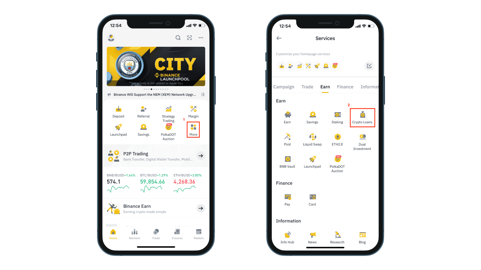 On your app, click [More], and select [Crypto Loans].