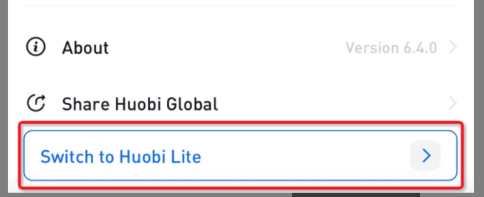 how to switch to huobi light