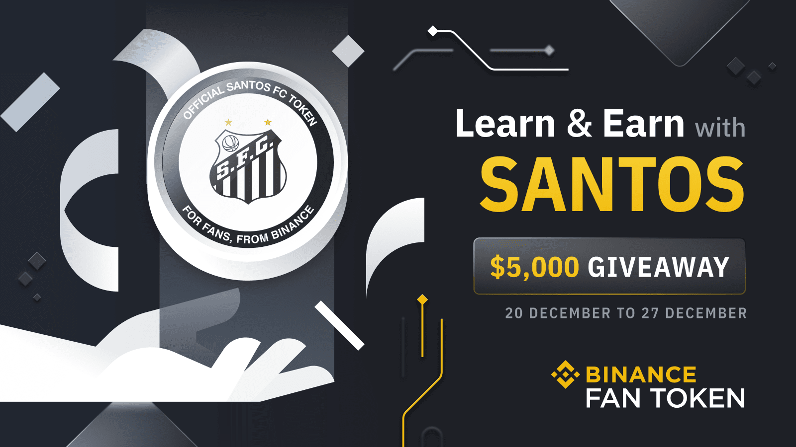 Binance Learn & Earn with Santos FC $5,000 Worth of SANTOS to Be Shared