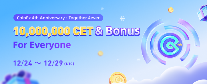 CoinEx 4th Anniversary Together 4Ever 10,000,000 CET & Bonus For Everyone