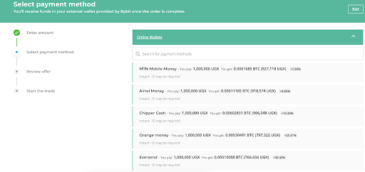 paxful Choose the payment method.