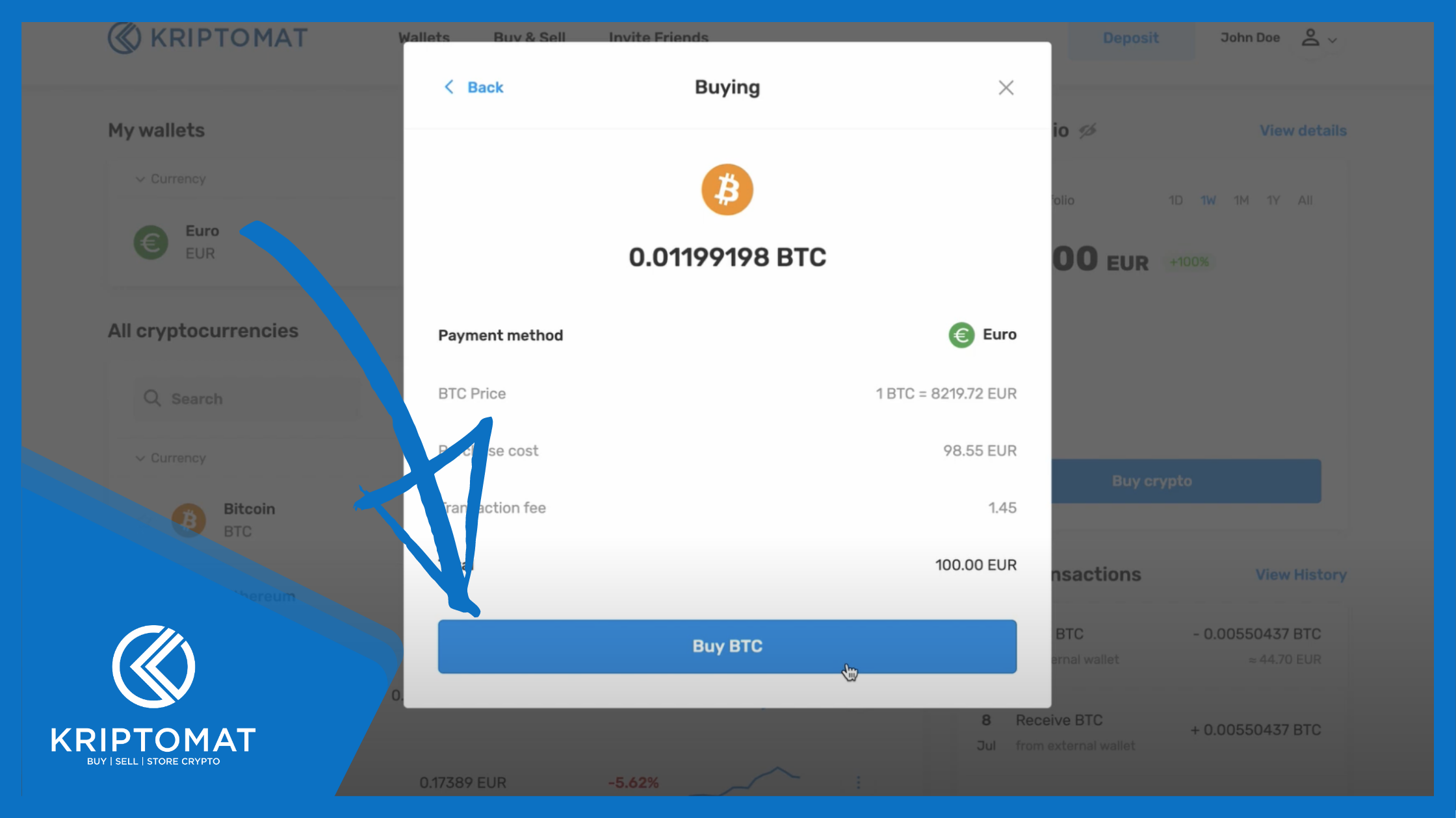 5. When you're ready to continue, click Preview Transaction . You can see how much cryptocurrency you are buying. You will see the current price and transaction fees.