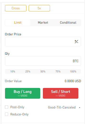 Take the BTC-PERP limit order as an example, please follow the steps below to place the order.