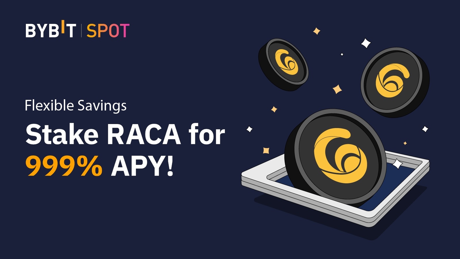 Incredible 999% APY by staking RACA - Bybit Flexible Savings