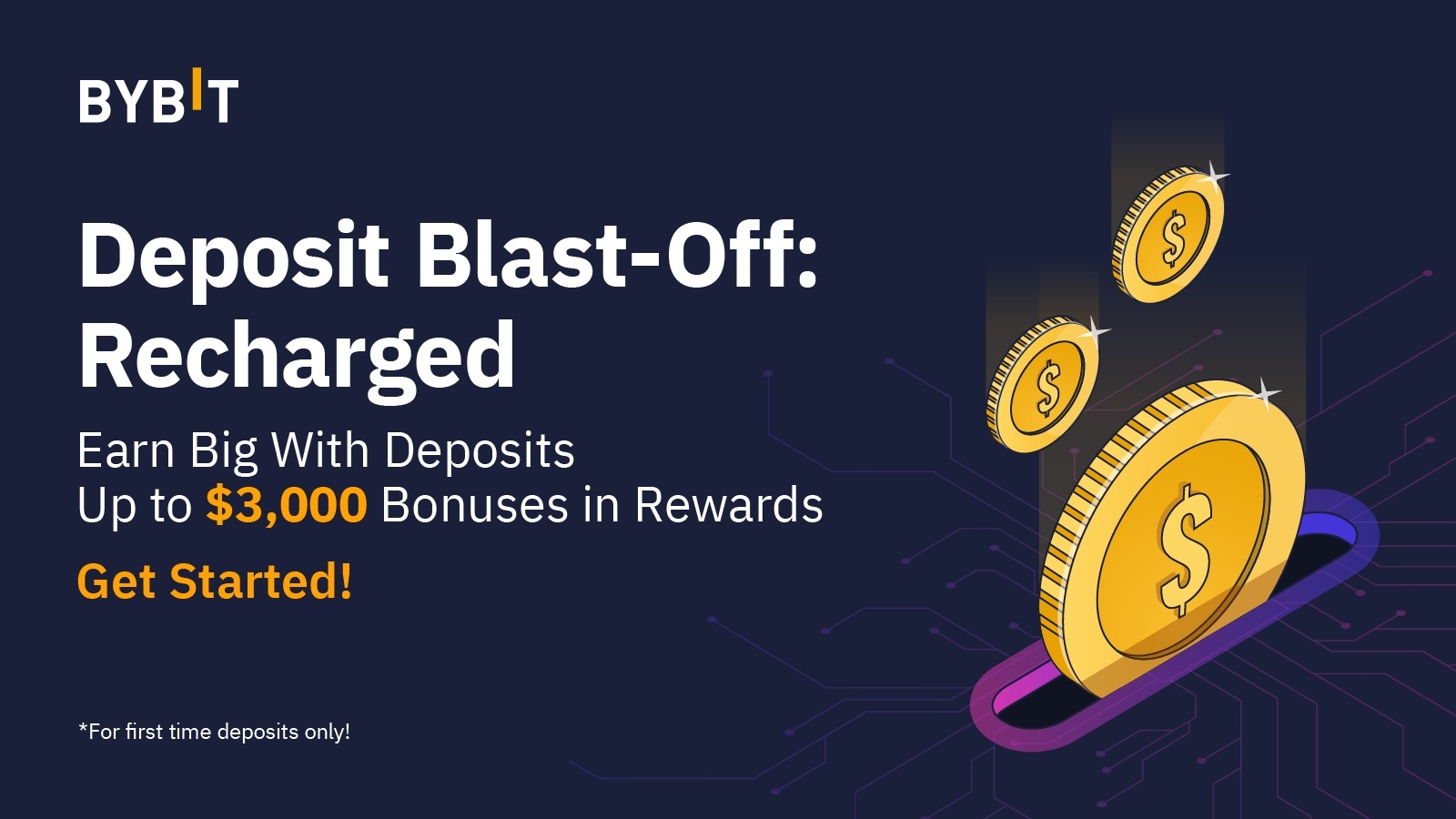 Bybit Deposit Blast-Off Recharged — Up to $3,000 Bonus in Rewards