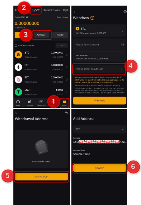 Add withdrawal address in APP