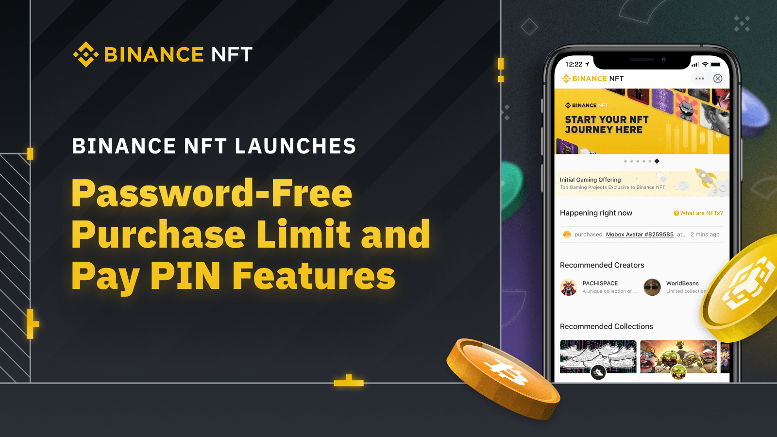 Binance NFT Launches Password-Free Purchase Limit and Pay PIN Features