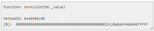 Details of the destruction transaction can be viewed through the Etherscan input data frame.