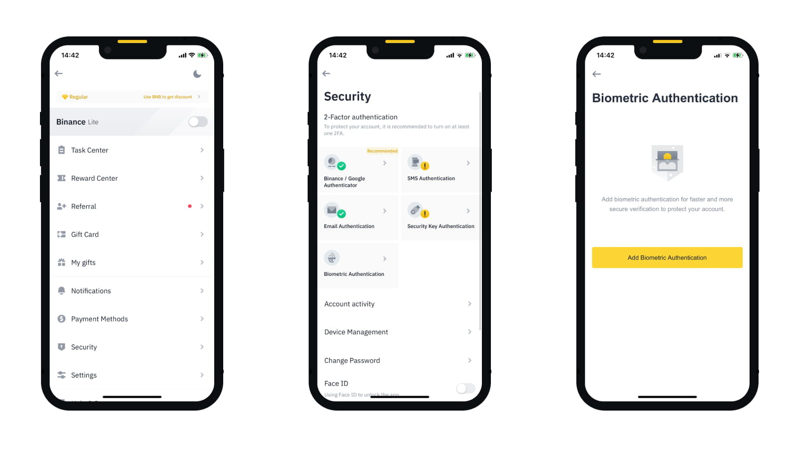 Get started with biometric authentication from Profile Page