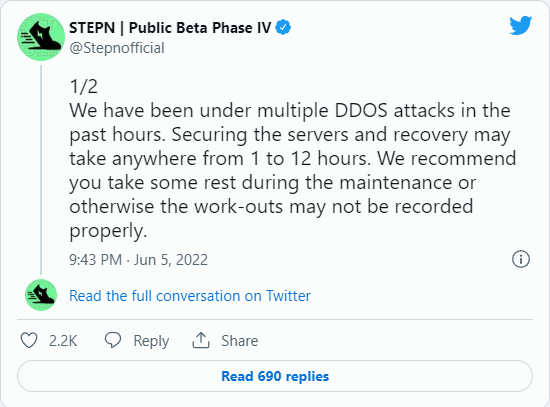 StepN suffers DDoS attack