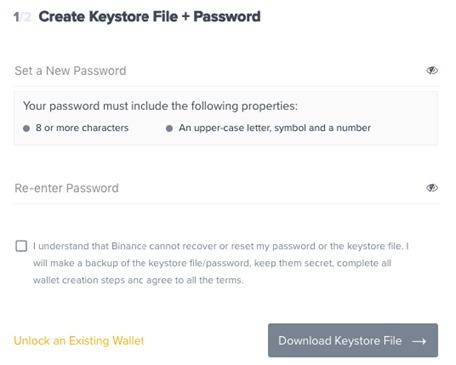 After entering the password, click Download Keystore File.