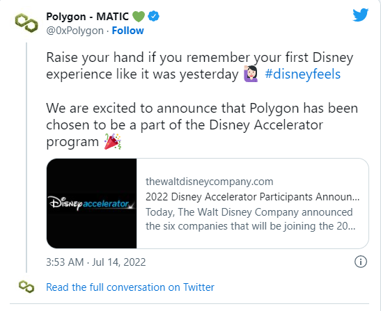 Polygon selected for Disney Accelerator Program