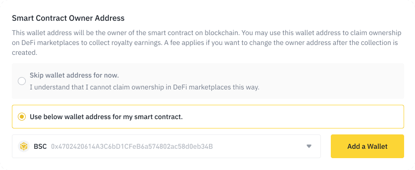 Set wallet address binance