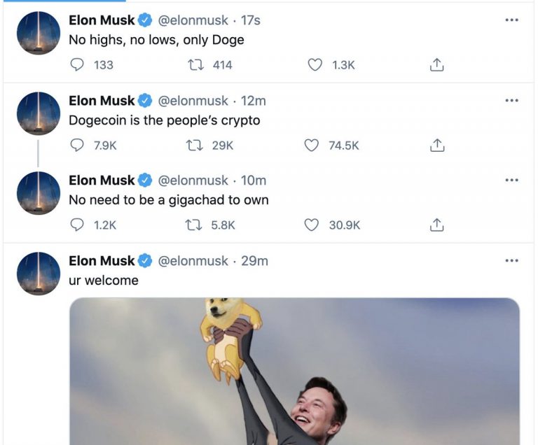 elon musk tweet about dogecoin