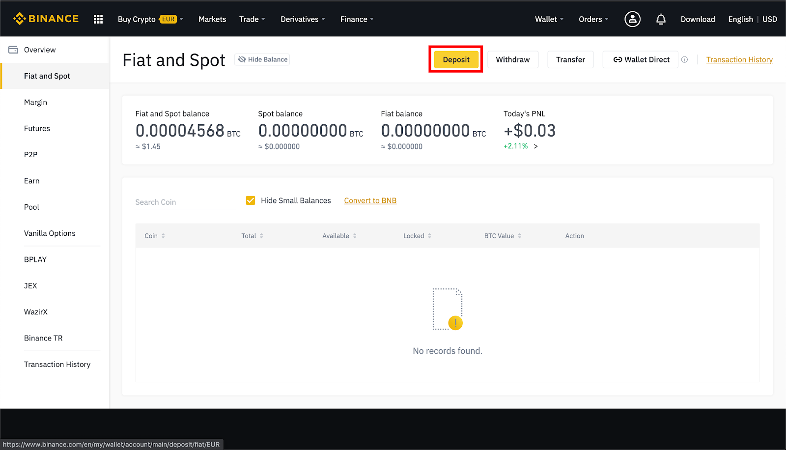 how to deposit fund to binance