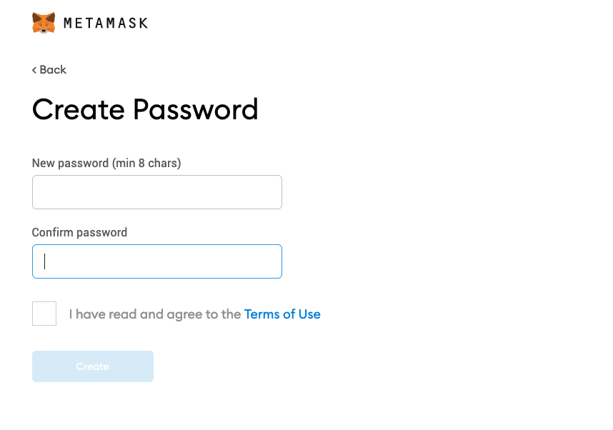 metamask set a password