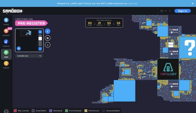 A sandbox map showing the lands