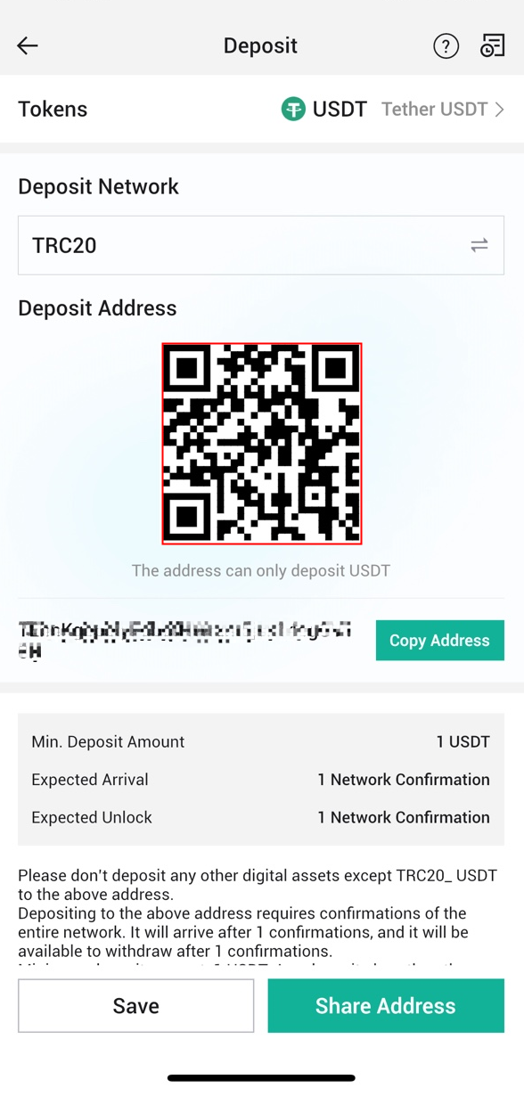 Copy the address or QR Code, and paste it into the withdrawal page of other platforms or accounts,