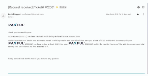 Fake Paxful customer support emails