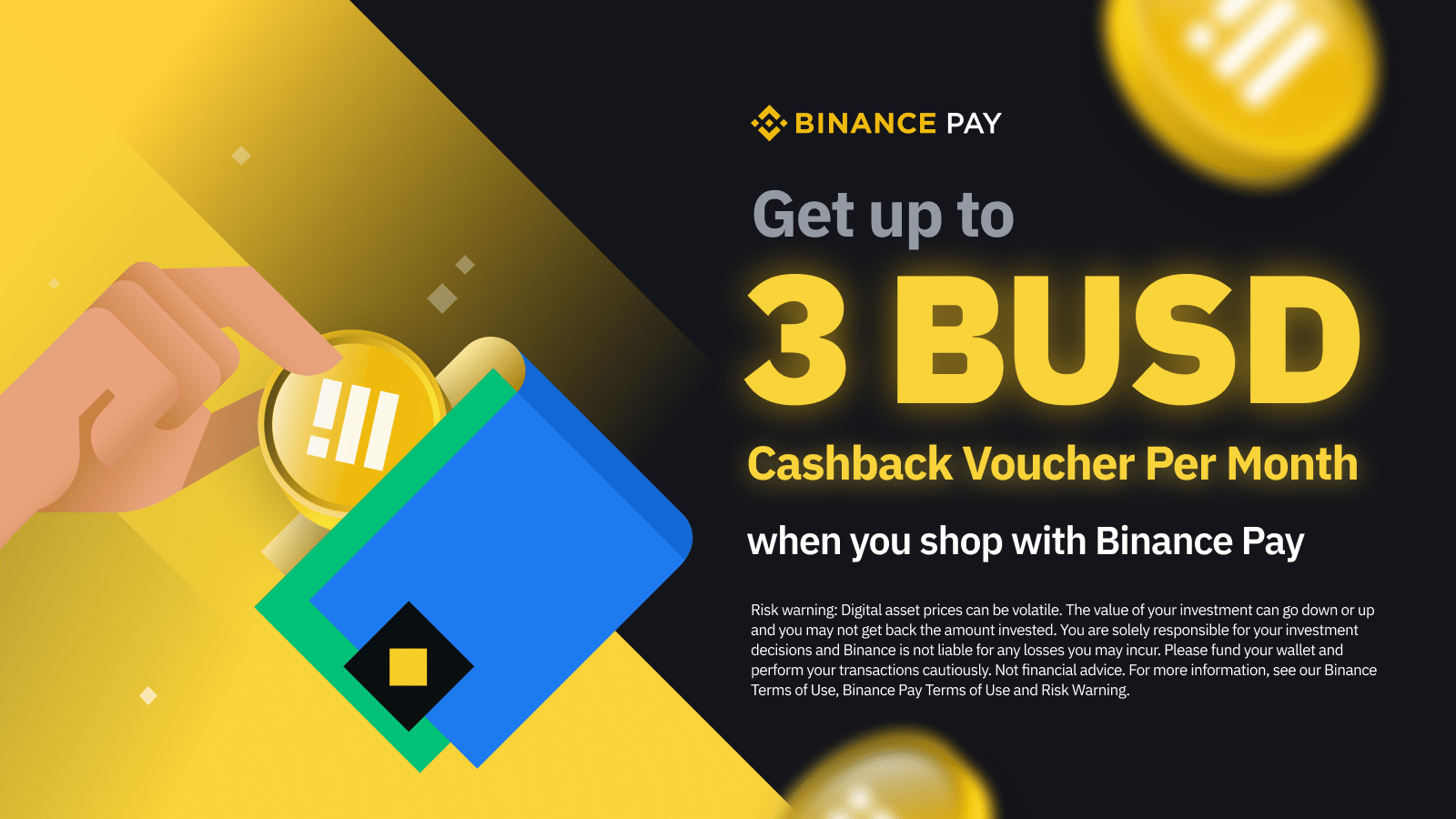 Shop with Binance Pay and Get Up to 3 BUSD in Cashback Voucher Per Month!