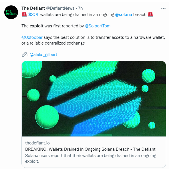 Solana-Based Wallets Drained in Latest Exploit