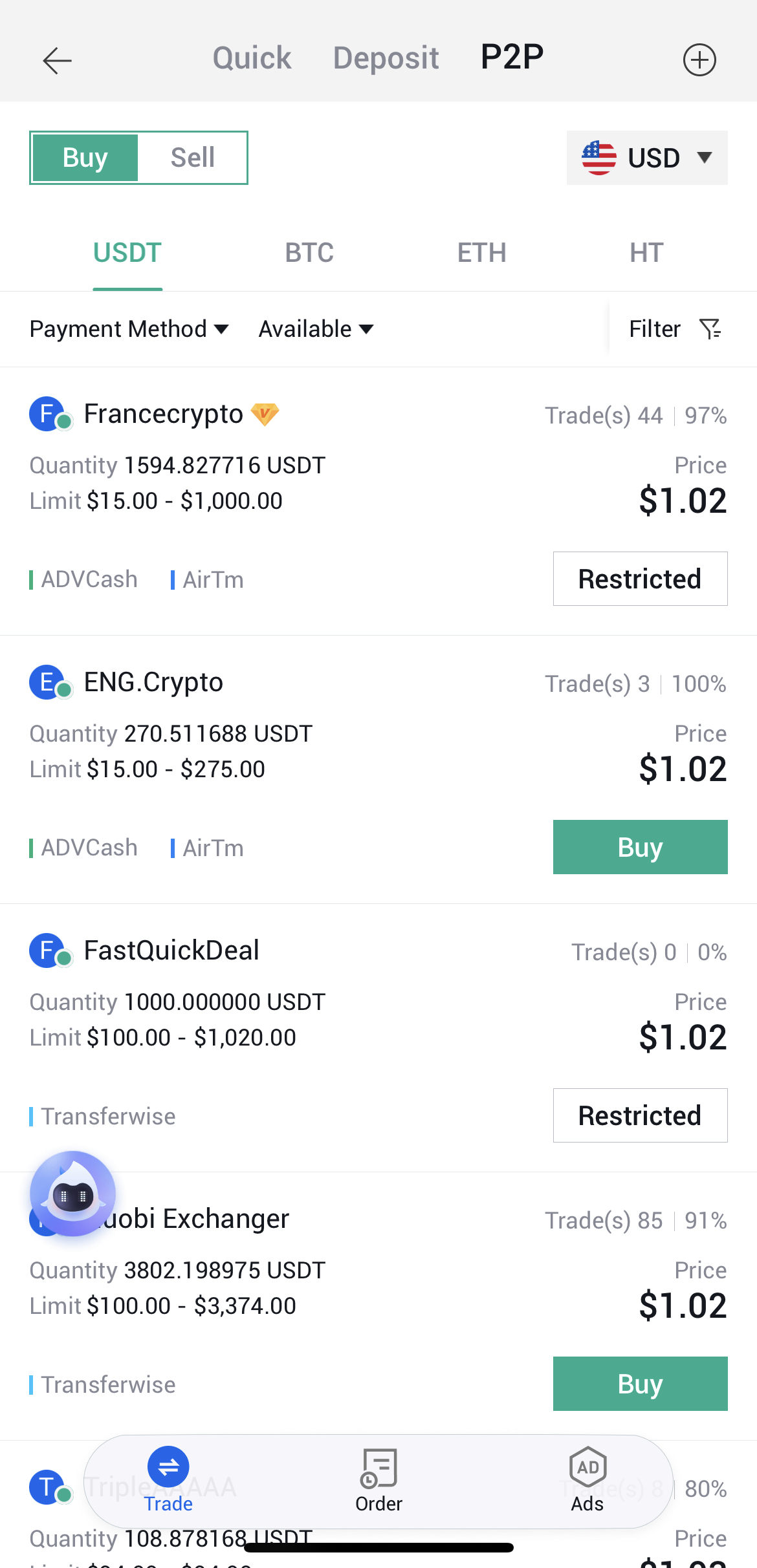 Step 3 Select your preferred cryptos, fiats, and payment method.