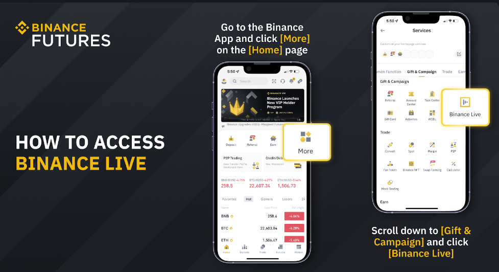 how to access binance live