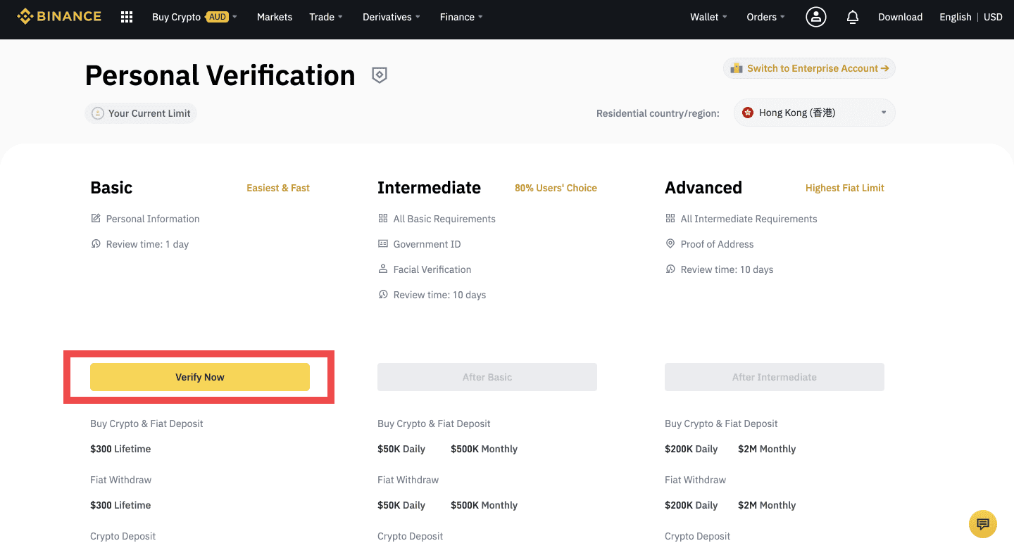 personal verification on binance