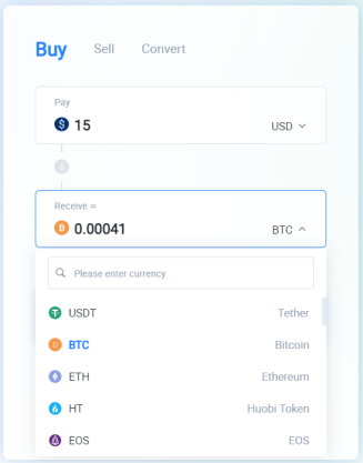 select the cryptocurrency to buy on huobi