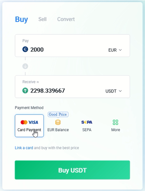 select the payment method available on huobi