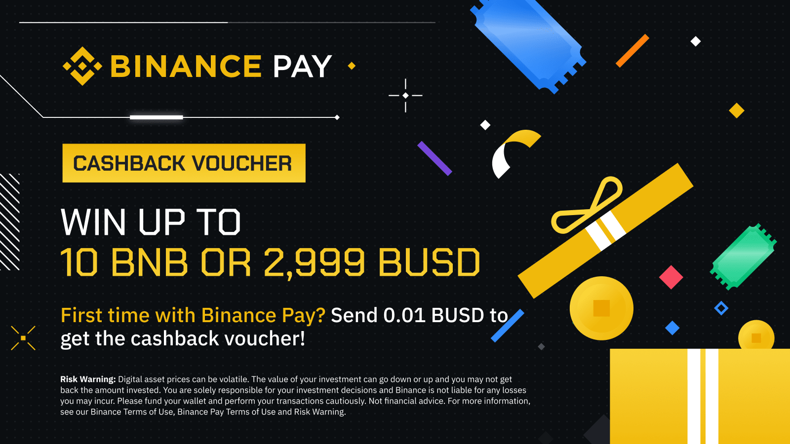 Send Crypto with Binance Pay to Receive Up to 10 BNB or 2,999 BUSD in Cashback Vouchers!