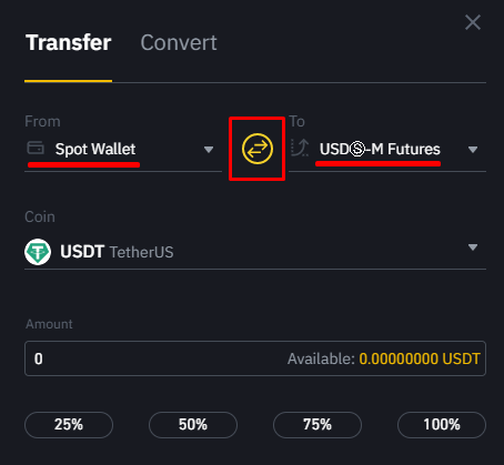 deposit funds to binance futures account