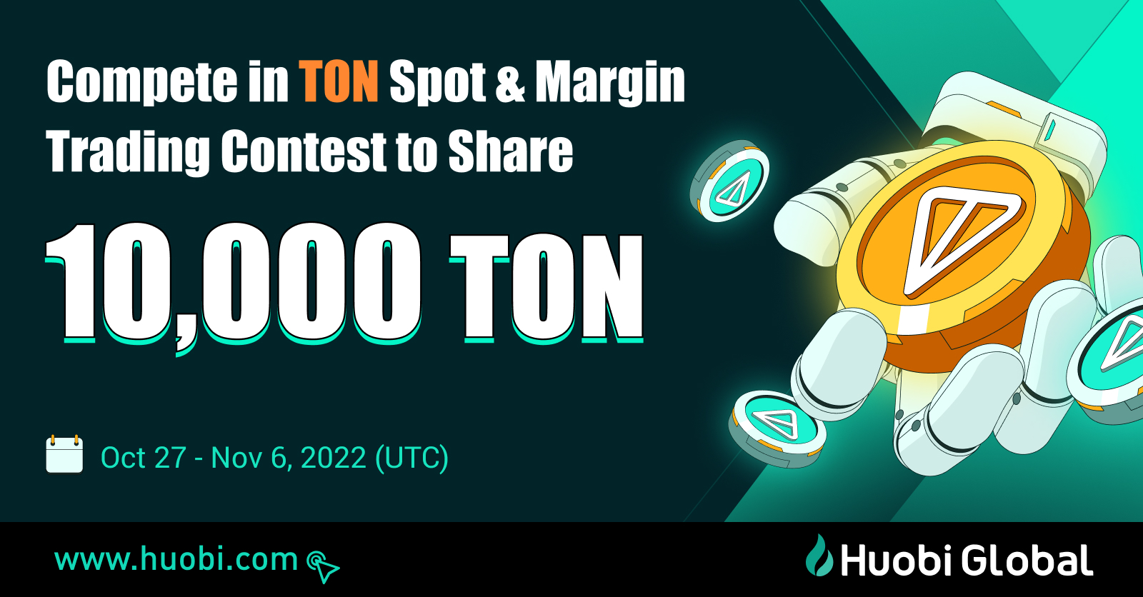 10,000 TON Reward - Huobi launches TON Spot & Margin Trading Contest