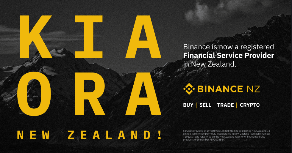 Binance Registers as a Financial Services Provider in New Zealand, Officially Launches Binance New Zealand