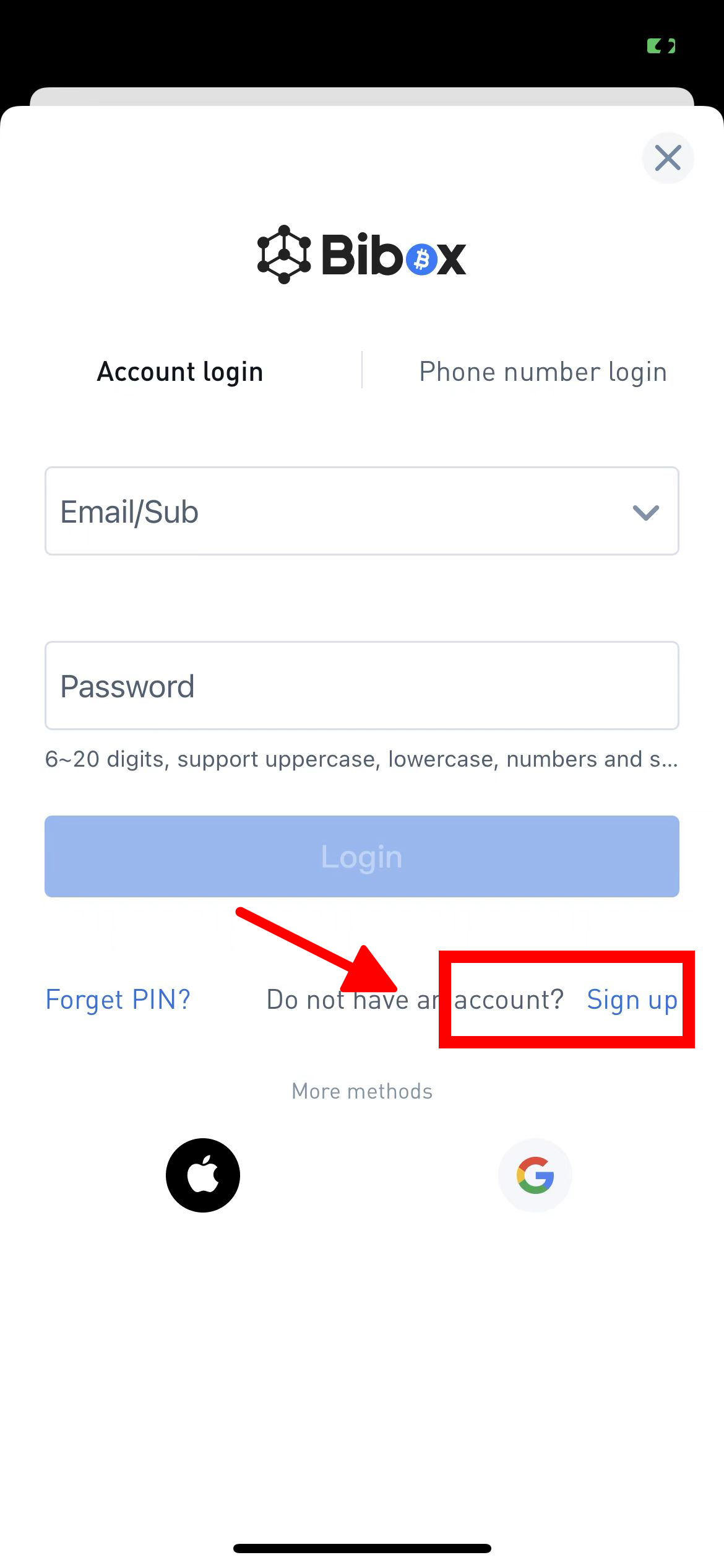 How to register and get a Bibox account on app