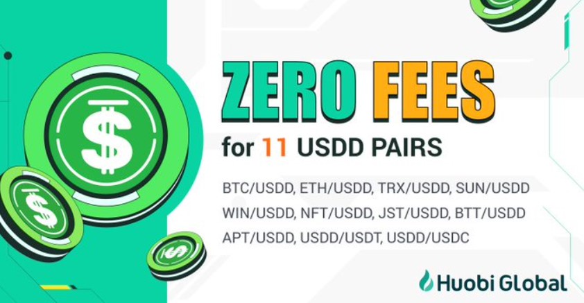 USDD Pairs - Zero Fee Trading | Trade USDD pairs on Huobi Global Spot to reward users.