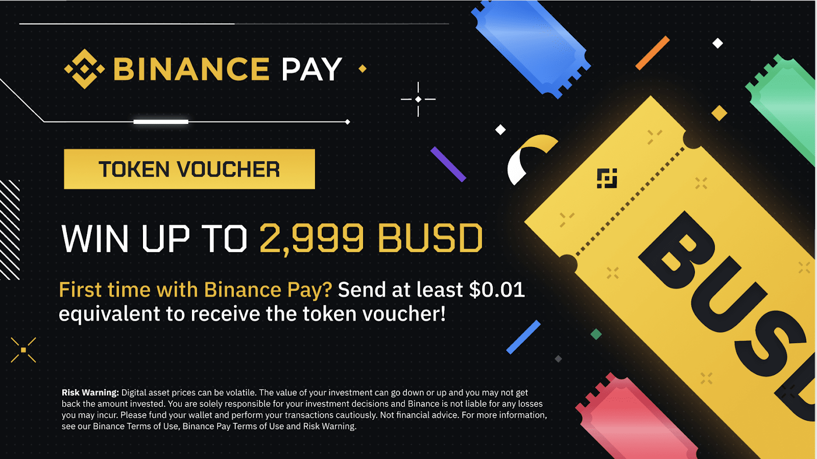 Send Crypto with Binance Pay to Receive Up to 2,999 BUSD in Token Vouchers!