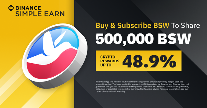 Share 500,000 BSW & Get Up to 10,235 BSW - Binance's BSW promotion!