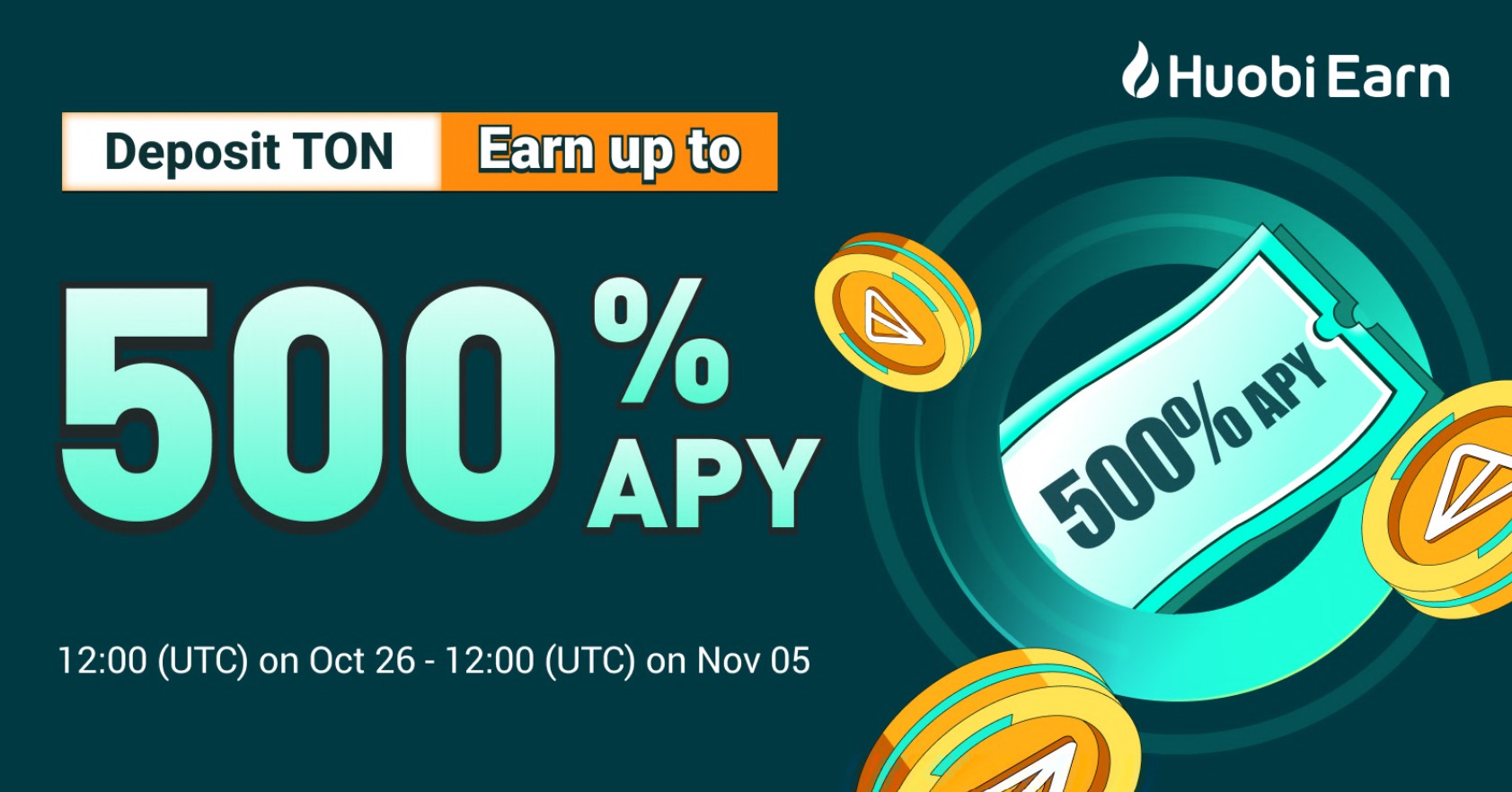 Stake TON (The Open Network) to earn 100% through Huobi Earn