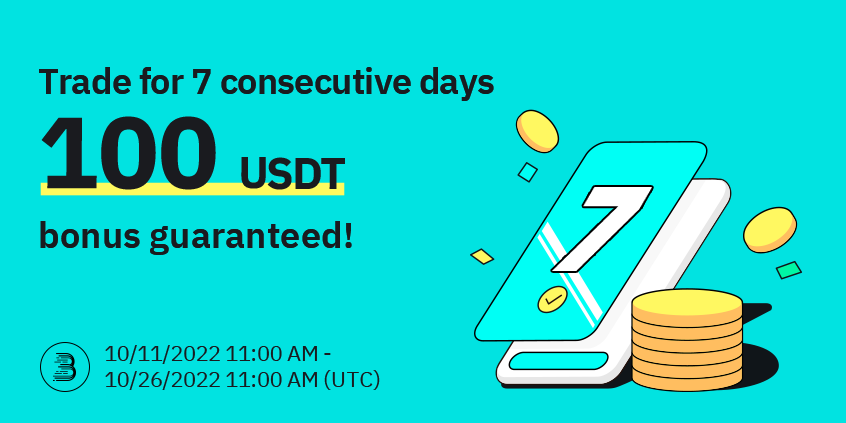 bitmart Trade for 7 consecutive days to win 100 USDT bonus guaranteed!